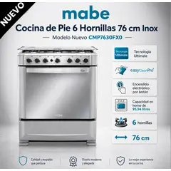 Mabe - CMP7630FX0 - Cocina De Pie 6 Hornillas 76Cm Inox