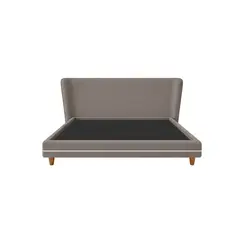 MUEBLES MACRUMO - Cama tapizada Ema con franja decorativa - Queen 2 piezas - Beige oscuro