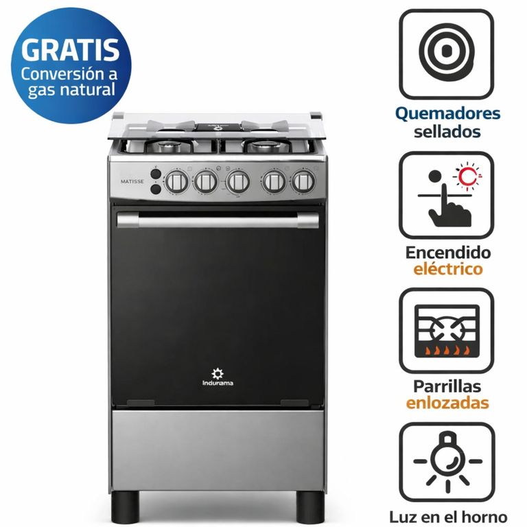 Cocina de Pie a Gas Matisse 4 Hornillas Gris