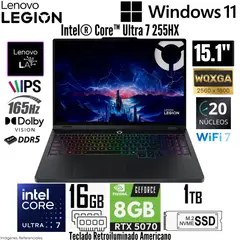 LENOVO - Laptop LEGION 5 15IAX10 Intel Core Ultra 7 255HX 16GB RAM 1TB SSD RTX 5070-8GB 15.1" WQXGA