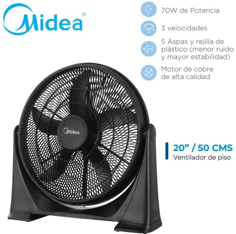 VENTILADOR DE PISO 20 PULG 70 WATTS NEGRO