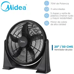MIDEA - VENTILADOR DE PISO 20 PULG 70 WATTS NEGRO
