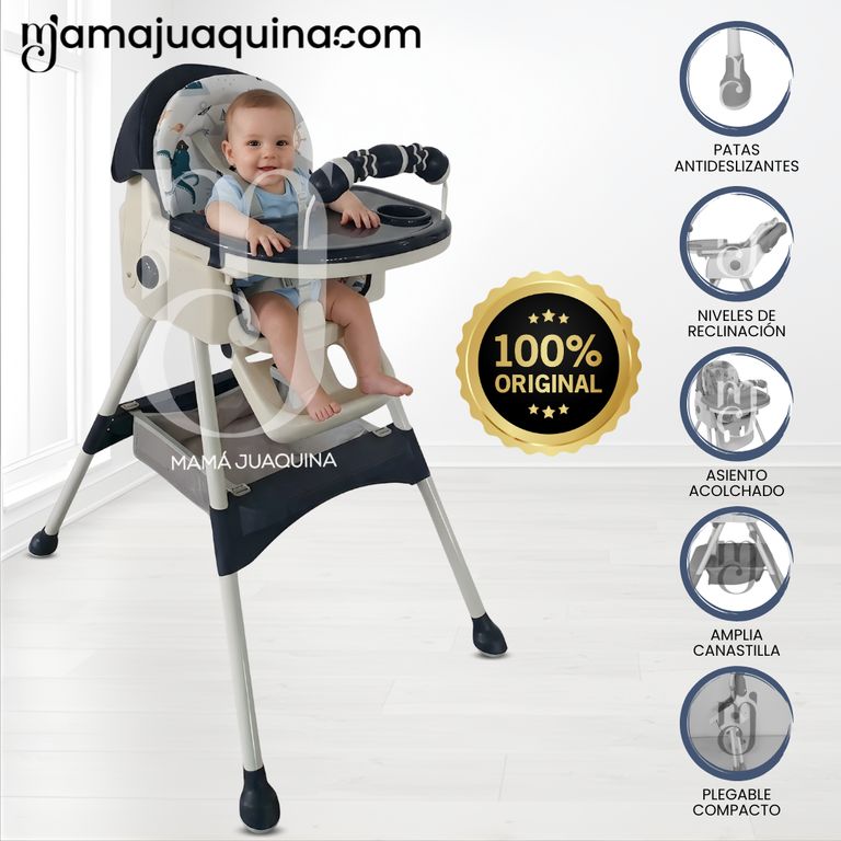 Silla de Comer Didactico «ARIS» con juguete Blue