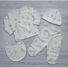 BANNITAS - Set recien nacido - Ajuar de bebé de algodón pima estampado Kimono Tierno abrazo celeste 3M