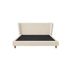 MUEBLES MACRUMO - Cama tapizada Ema con franja decorativa - Queen 2 piezas - Beige claro