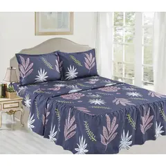 CASATEX - JUEGO DE SÁBANAS 4 PIEZAS CON BLONDA 3000 HILOS QUEEN