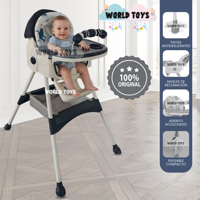 Silla de Comer Didactico «ARIS» con juguete Blue