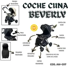 HI BABY - COCHE CUNA "BEVERLY" CON MANGOS REVERSIBLES