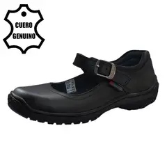 BRUNO SEBASTIAN - ZAPATO ESCOLAR PARA NIÑA DE CUERO NEGRO MARY JANE HEBILLA.