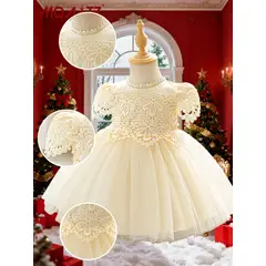 GENERICO - VESTIDO PARA NIÑA ESTILO DE PRINCESA COLOR CHAMPAN - BAUTIZP