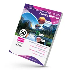 GENERICO - Papel Opalina Textura Brillante Doble Faz Hilada Carta 230gr 50 hojas