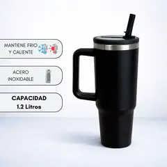 ATIPIC - Tomatodo Térmico Acero Inoxidable con Asa Negro 1.2L