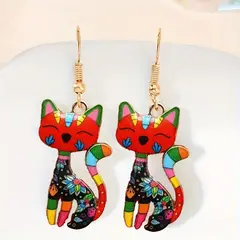 GENERICO - ARETES PARA MUJER - GATITOS ROJOS