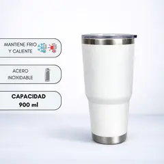 ATIPIC - Vaso Tomatodo Térmico Acero Inoxidable Blanco 900 ml