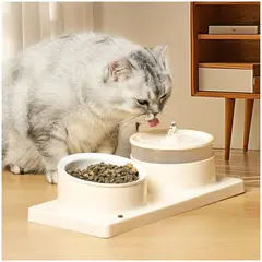 GENERICO - Comedero y Bebedero con Fuente de Agua Eléctrico para Mascotas Gato Perro - Verde claro - M