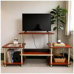 INSPIRA MARKET - Mueble Rack para TV de 3 Niveles con Repisas Laterales – 128 x 40 x 60 cm