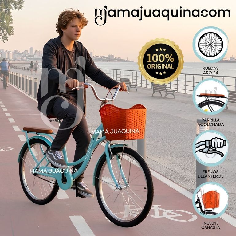 Bicicleta Campera Aro 24 «VALENTINA» Colección Exclusiva Turquesa