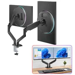 SEISA - Soporte Brazo para 2 Monitor Curvo LCD Articulado 13" - 32" Rack Brazo