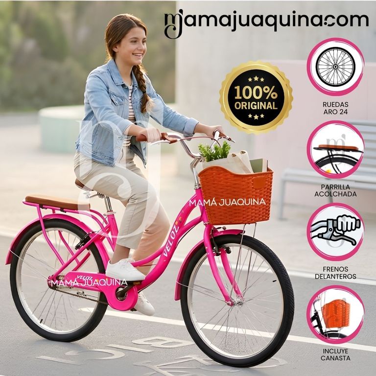 Bicicleta Campera Aro 24 «VALENTINA» Colección Exclusiva Dark Pink