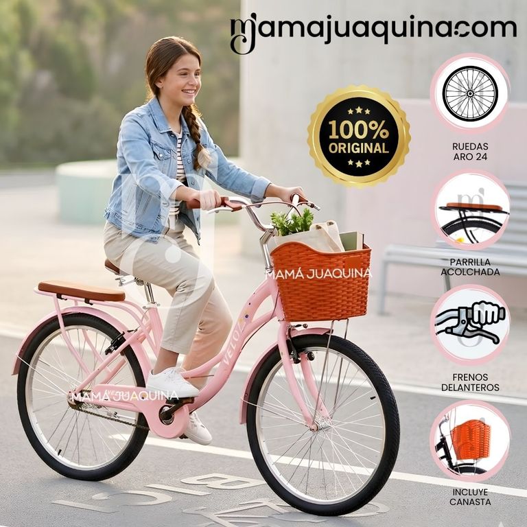 Bicicleta Campera Aro 24 «VALENTINA» Colección Exclusiva Light Pink