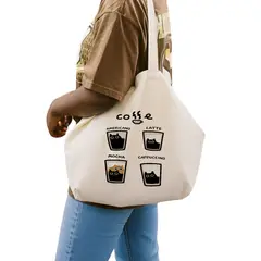 GENERICO - Tote Bag Algodón Tocuyo Reutilizable Gatitos Caffe