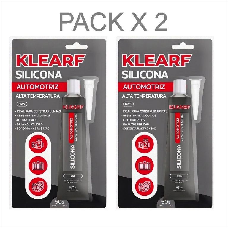 Silicona Gris 50gr. Alta Temperatura Uso Automotriz PACK X 2