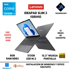 LENOVO - LAPTOP IDEAPAD SLIM 3 15IRH10 CORE I5-13420H 8GB RAM DDR5 512B SSD 15.3" WUXGA FREEDOS