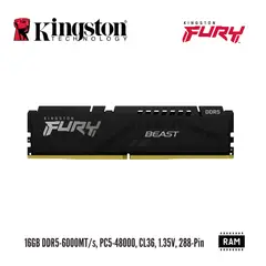 KINGSTON - Memoria Fury Beast 16GB DDR5-6000MTs PC5-48000 CL36 1.35V 288-Pin KF560C36BBE2-16