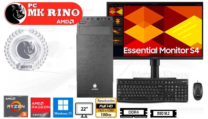 Computadora Enovu Ryzen 3 3200G 16GB 512GB SSD 22" Radeon Vega 8 Windows 11 Pro