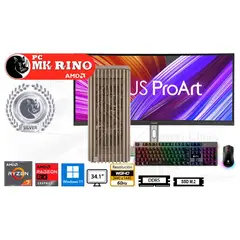 AMD - Computadora Enovu Ryzen 7 7700X 16GB 2TB SSD 34.1" Radeon RX 9060 XT 8GB Windows 11 Pro