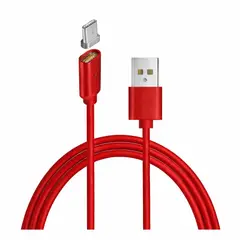 GENERICO - Cable De Nylon Magnetico 1 Metro Usb Tipo C Carga Rapida 5V 2A rojo