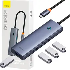 BASEUS - UltraJoy Hub USB-C 4 en 1 con 4 Puertos USB 3.0 – Gris