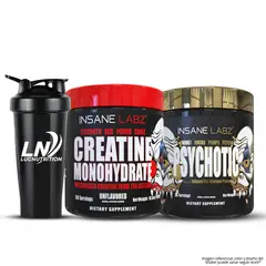 INSANE LABZ - Creatina 300 g + Psychotic Gold 35 servicios / Pre-Entreno - Fruit Punch + Shaker