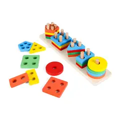 GENERICO - Juego Didáctico Encaje de Madera de 5 Figuras Geométricas