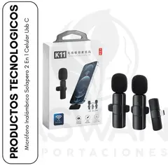 GENERICO - Micrófono Inalámbrico Solapero 2 En 1 Celular Usb C