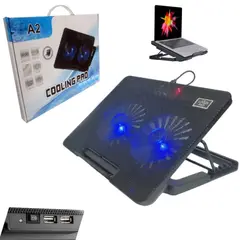 GENERICO - Cooler 2 Ventiladores para Laptop Base Enfriadora Soporta Hasta 17"