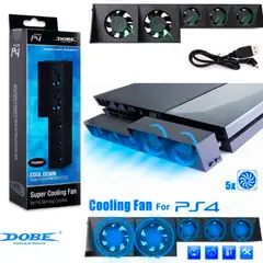DOBE - Cooler Enfriador Para Play Station 4 FAT De 5 Ventiladores