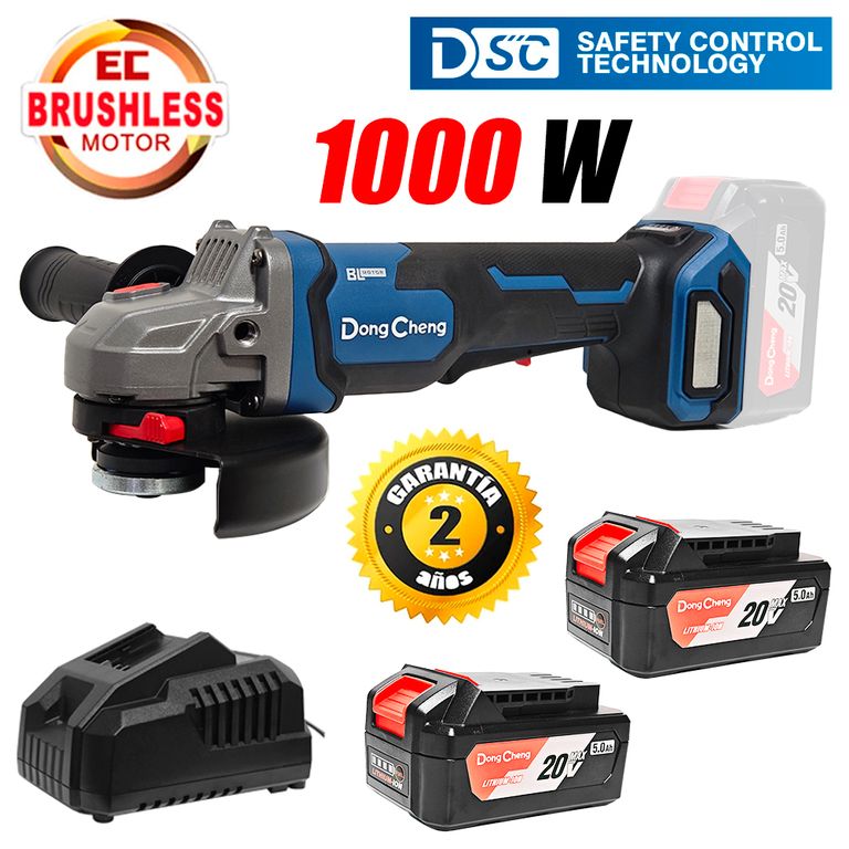 Amoladora Industrial Inalámbrica 5 ' DCSM04-125PFK 20V 2Bat x 5Ah Hombre Muerto Brushless