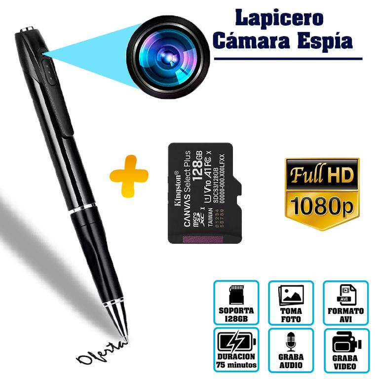 Camara Lapicero Espia Full HD 2026- con 128GB memoria