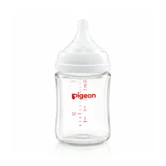PIGEON - Biberón de Bebé 5oz 160ml Vidrio Tetina de Silicona Soft Touch