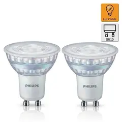 PHILIPS - Pack x2 Foco Dicroico LED GU10 4.6W Luz Cálida