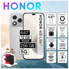 HONOR - Celular 400 Lite 5G 12GB RAM 256GB 6.67" Pulg. Android 15 - Plateado