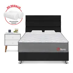 FORLI - Dormitorio Renio Gris 2 Plz + 01 Velador + 02 Almohadas Rolleds