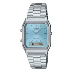 CASIO - Reloj AQ-230A-2A1 Hombre Acero Plateado