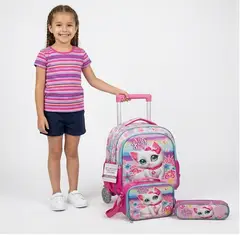 GENERICO - Mochila Lonchera y Cartuchera Oficio 3Pzas Con Carrito Judy Kitty