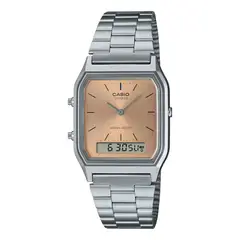 CASIO - Reloj AQ-230A-4AM Hombre Acero Plateado
