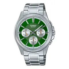 CASIO - Reloj MTP-1375D-3A Hombre Plateado Verde