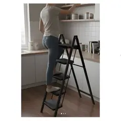 GENERICO - Escalera Plegable Metálica Multiuso Color Negro