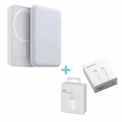 GENERICO - Cargador Portátil MagSafe para iPhone de 5,000 mAh + Cubo 20W + Cable 2M