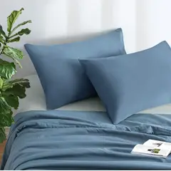 GENERICO - Set de 2 fundas de almohada de color acero